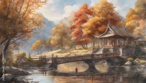 oil painting, colorful background. autumn landscape, fall season.oil painting, colorful background. autumn landscape, fall season.oil painting in autumn landscape.