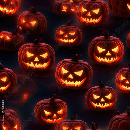 Wallpaper Mural Halloween jack o lantern pumpkin face glowing lights pattern background Torontodigital.ca