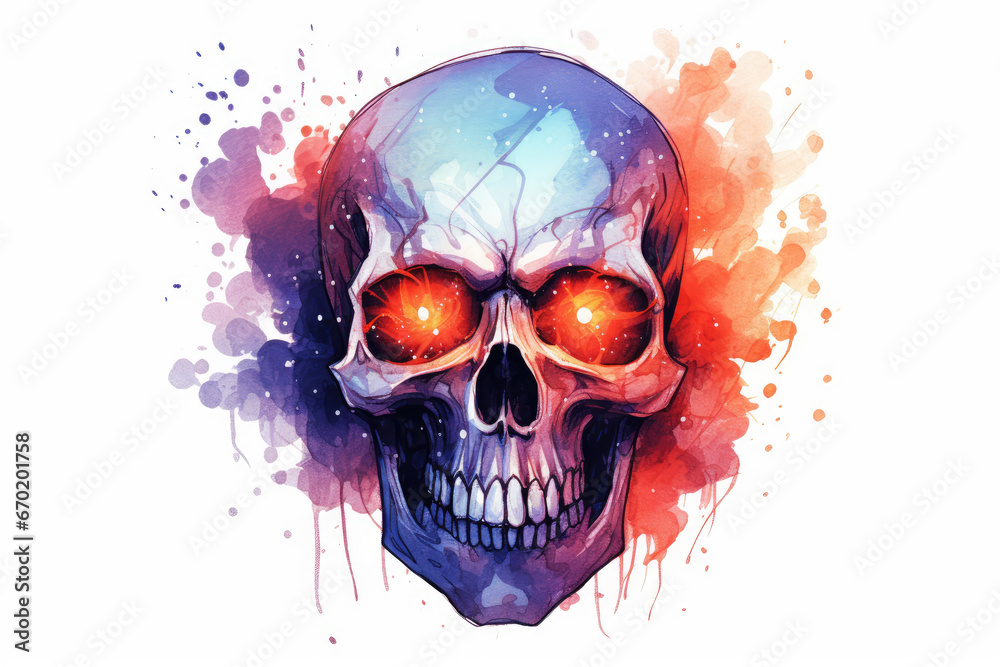 Fototapeta premium Illustration of skull covered with glow lights