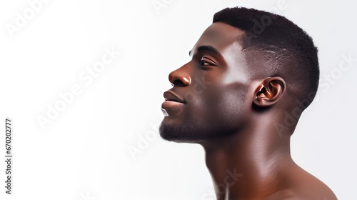 Beauty portrait of an African American male in a studio