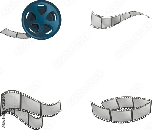 Film strip icons set cartoon vector. Retro reel of ribbon. Cinema concept
