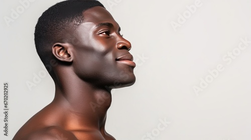 Beauty portrait of an African American male in a studio