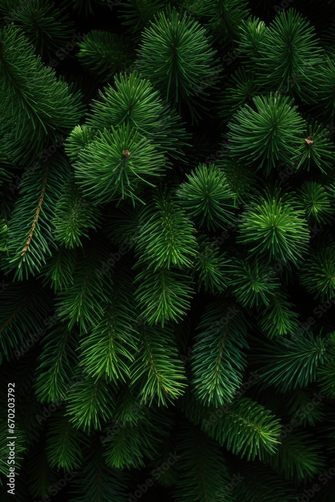 Obraz premium A close up view of a bunch of pine trees. This image can be used to depict nature, forests, or outdoor landscapes.