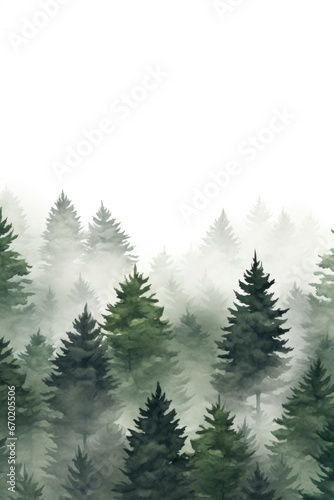 A painting depicting a serene forest with tall trees in the background. This image can be used as a background or as a decorative piece for nature-themed designs