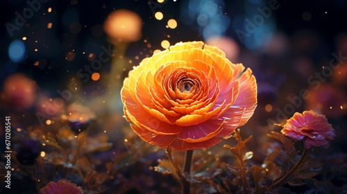 A single Radiant Ranunculus bloom, its intricate details revealed in mesmerizing