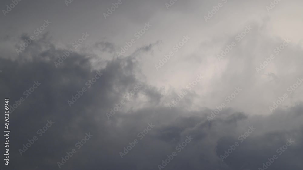 cloudy gray sky during rainy weather, summer sky during rain and thunderstorms, timelapse