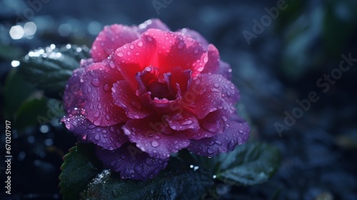 A solitary Midnight Moss Rose in exquisite detail, showcasing its unique deep, almost black hue.