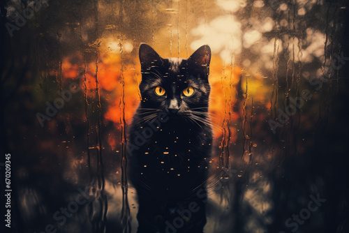 Surreal photo of black cat