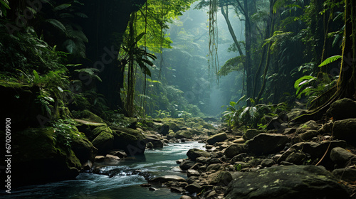 A lush rainforest, emphasizing the importance of preserving carbon-sequestering ecosystems