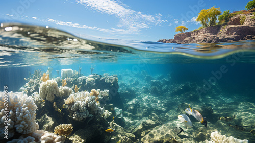 A coral reef bleached due to rising ocean temperatures, illustrating the effect on marine life