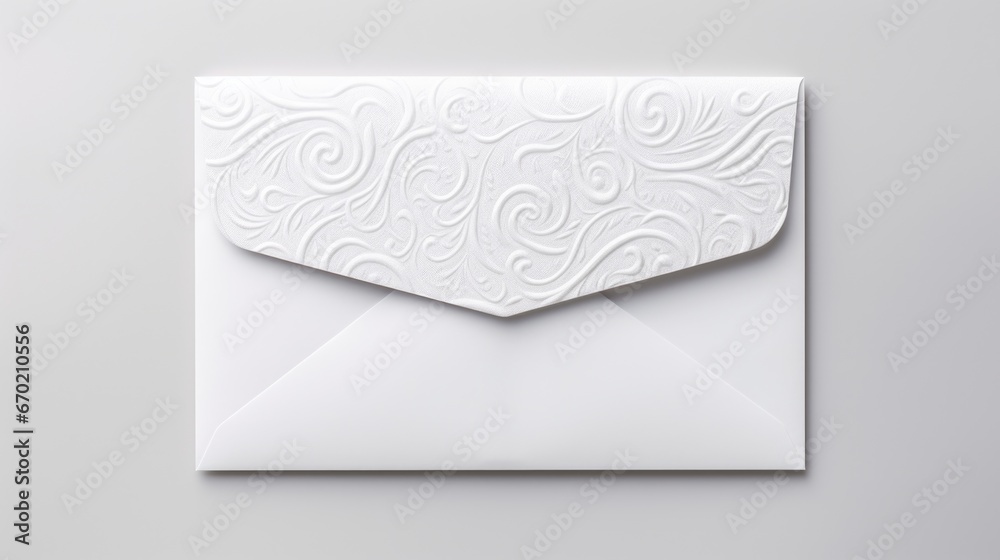Beautiful white envelope with ornament for invitations