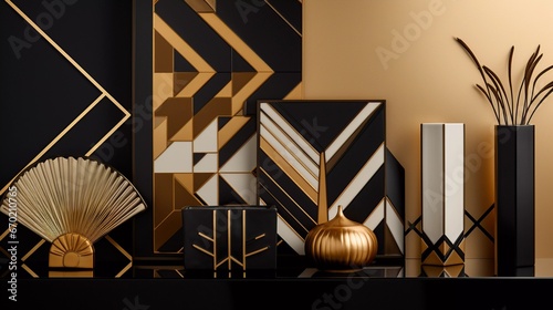 Chic Interior Design Elements with Geometric Lines and Metallic Finish