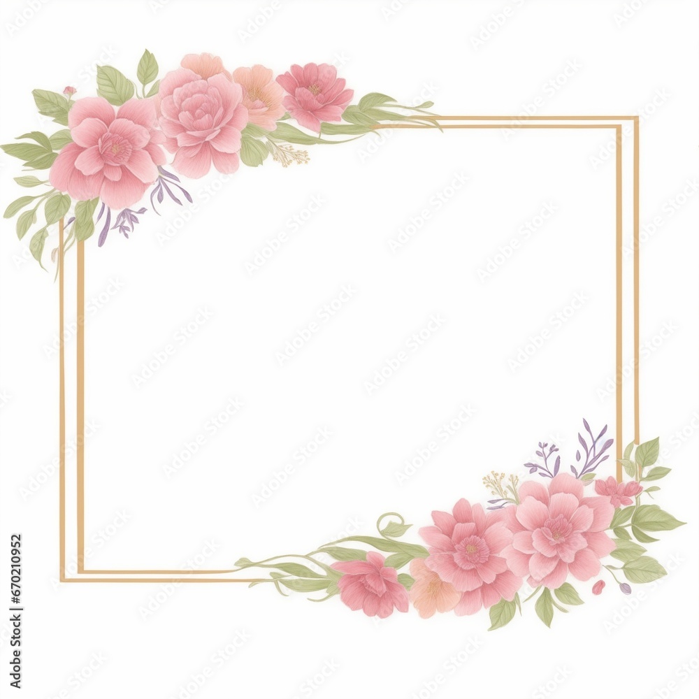 Fototapeta premium Luxury flower border frame for invitation card