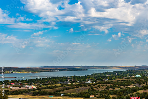 Landscape of the Missouri River at Chamberlain, South Dakota, USA photo