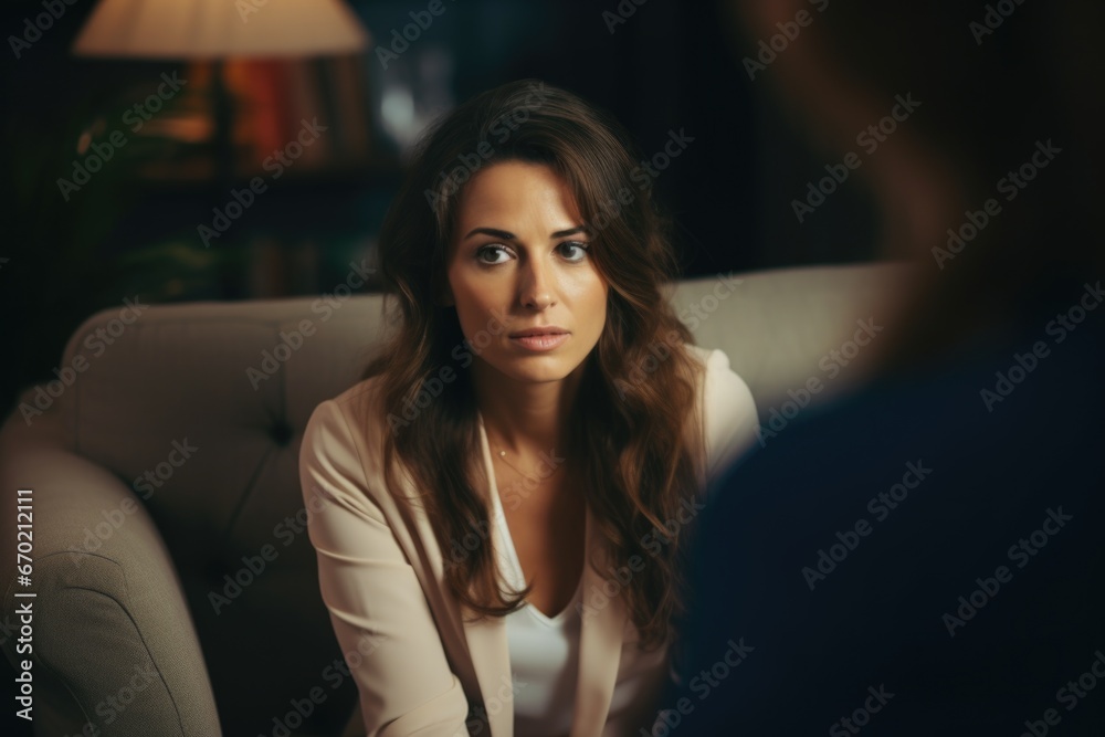 Portrait of a beautiful woman at an interview in the office Portrait of a beautiful woman at an interview in the office
