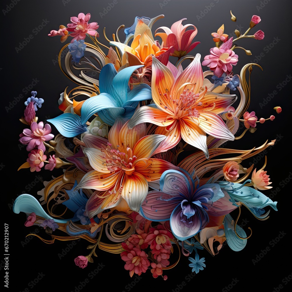 background with 3d flowers - generative ai 