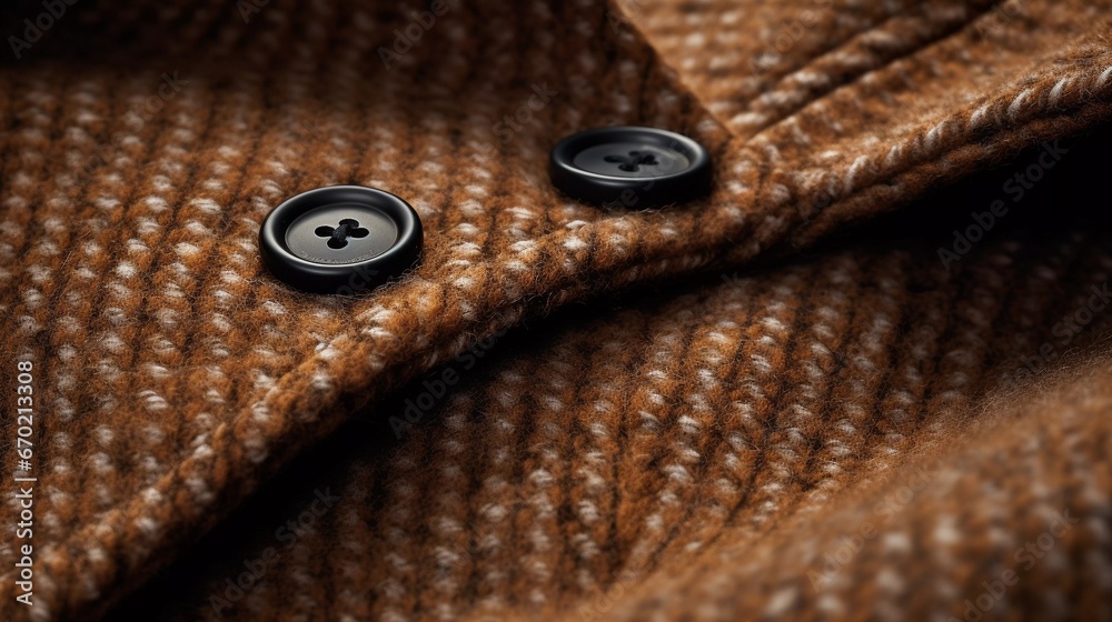 Fabric Luxury Coat's Button and Seam Close-Up Fabric Luxury Coat's Button and Seam Close-Up