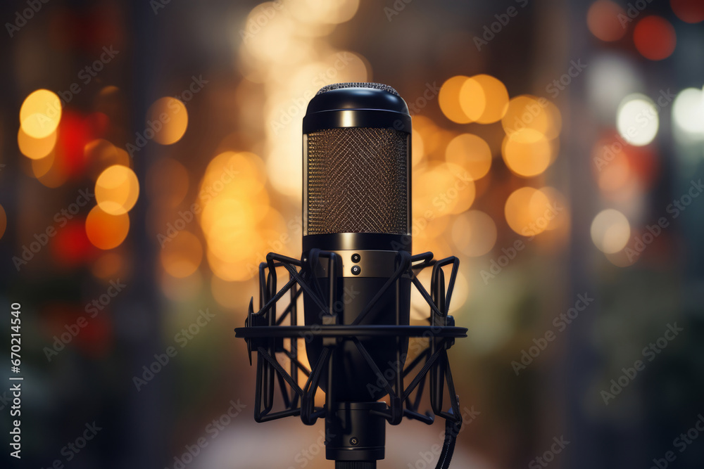 Studio condenser microphone. Generative AI Studio condenser microphone. Generative AI
