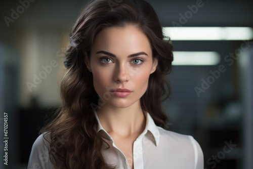 photo of a beautiful female psychologist with a stylish fashionable hairstyle and beautiful eyes