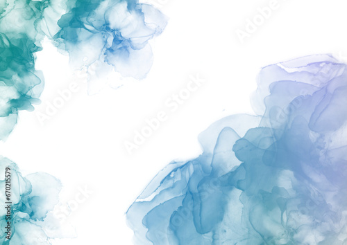 abstract blue flower alcoholic ink transparent background, clip art