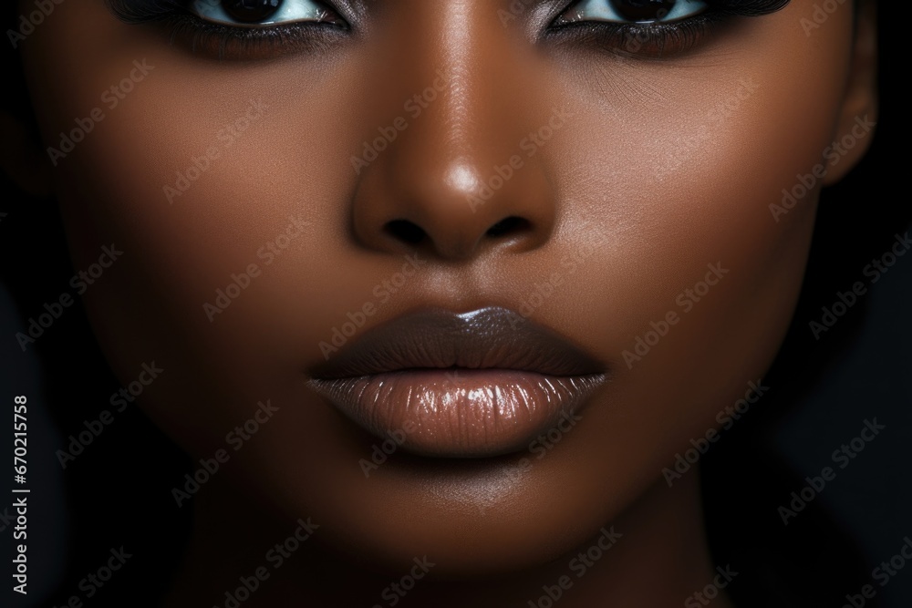 Portrait of a beautiful African American woman with beautiful makeup. Style, fashion and beauty concept Portrait of a beautiful African American woman with beautiful makeup. Style, fashion and beauty concept