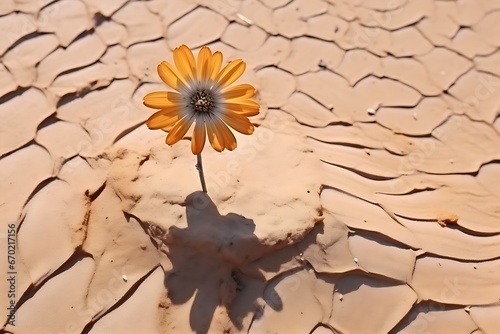Eine gelbe Blume erblüht in der Wüste