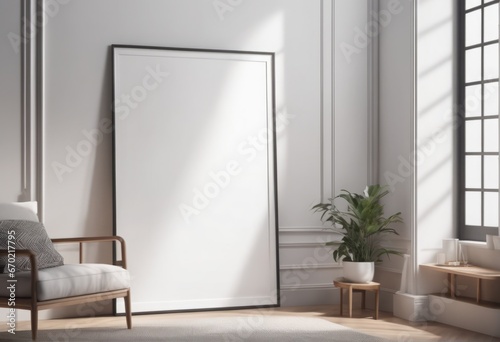 modern interior of room with blank posters and empty frames. 3D rendering modern interior of room with blank posters and empty frames. 3D rendering modern bright interiors 3D rendering illustration