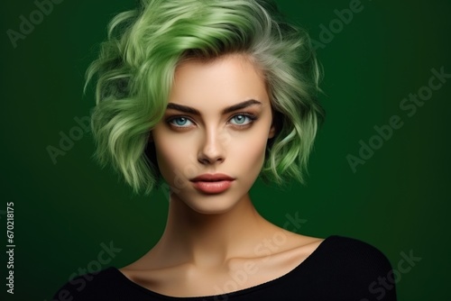 Portrait of a beautiful woman with a fashionable hairstyle. Style  fashion and beauty concept