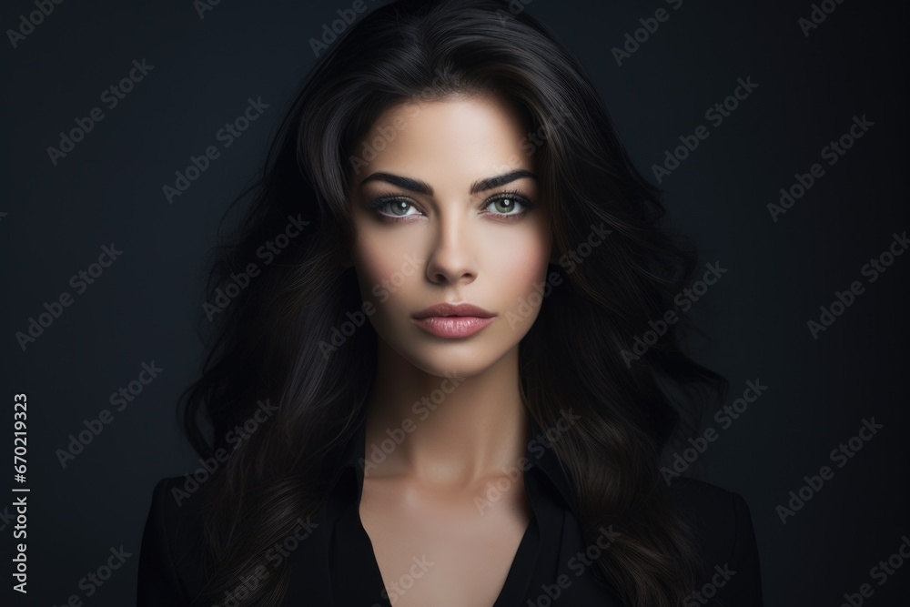 Portrait of a beautiful woman with a fashionable hairstyle. Style, fashion and beauty concept