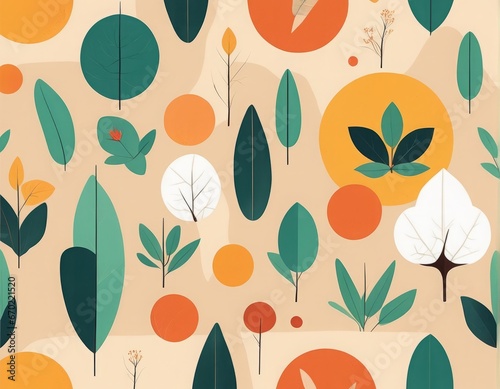 seamless pattern with leaves  berries seamless pattern with leaves  berries autumn seamless pattern with colorful leaves and trees  flat style. vector illustration for seasonal design