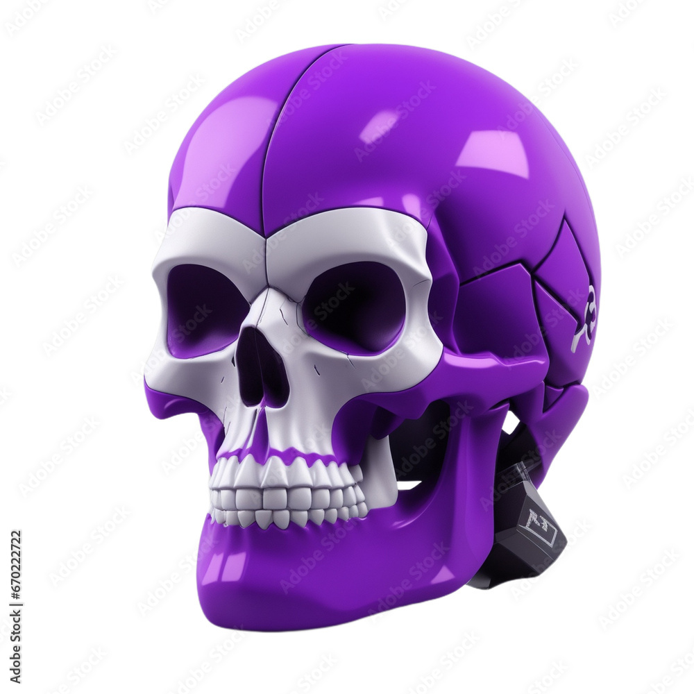 Obraz premium Purple skull 3D illustration PNG transparent background