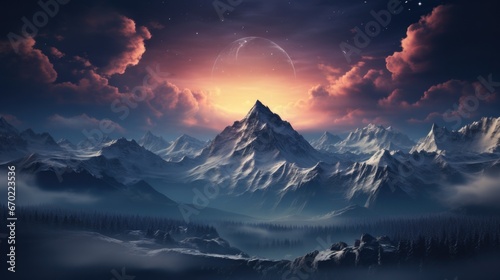 Ethereal Fantasy Landscape: Desktop Wallpaper of a Dreamy World. Generative AI