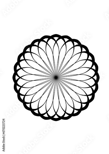 florale rosette, komplexes abstraktes rotationssymmetrisches gitter in form einer blüte, modern art
