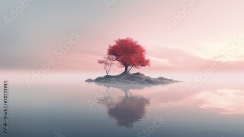 Ethereal Landscape Wallpaper for Desktop - A Magical, Otherworldly Vision of Nature's Beauty - Serene Horizon and Vibrant Skies - Ideal for Dreamy Desktop Backgrounds. Generative AI