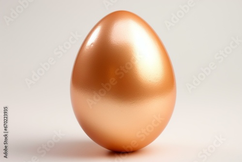 A shiny egg alone on a white background. It looks realistic as if it were a 3D model. Generative AI