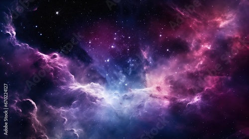 Vibrant cosmic scene with vivid pink, purple, and blue shades. Mesmerizing view of a celestial galaxy filled with stars. A breathtaking image capturing the beauty of deep space and the wonders of the