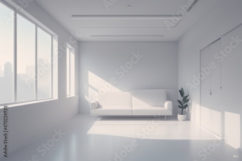 modern interior of a room with white and concrete walls. 3D illustration modern interior of a room with white and concrete walls. 3D illustration modern bright interiors 3D rendering illustration