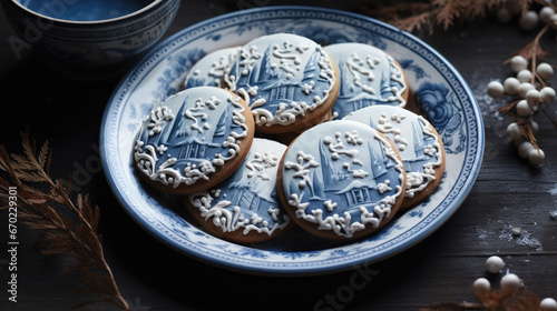 Christmas winter cookie, gingerbread buscuits, xmass baked cake photo