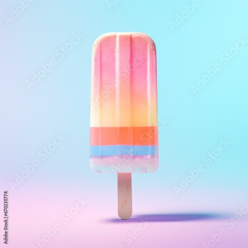 Single ice pop levitating against pastel background photo