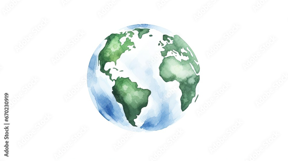 Green earth watercolor art hand drawing Green and B - obrazy, fototapety, plakaty 