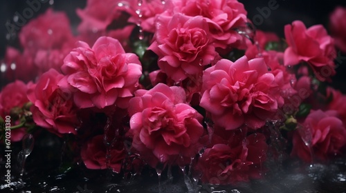 A cascading waterfall of Midnight Moss Rose petals, resembling a stunning natural masterpiece.