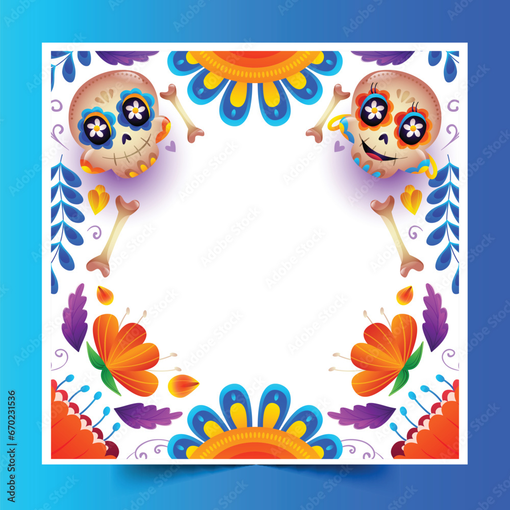 gradient dia de muertos frame template design vector illustration gradient dia de muertos frame template design vector illustration