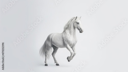 white horse stallion isolated on the gray background