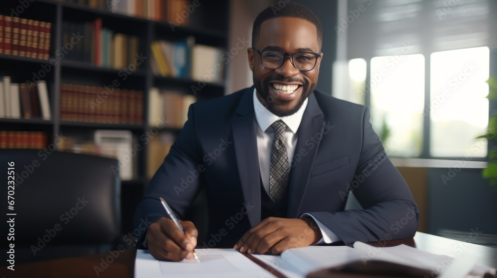 The portrait of handsome and confident afro-american lawyer and business person The portrait of handsome and confident afro-american lawyer and business person