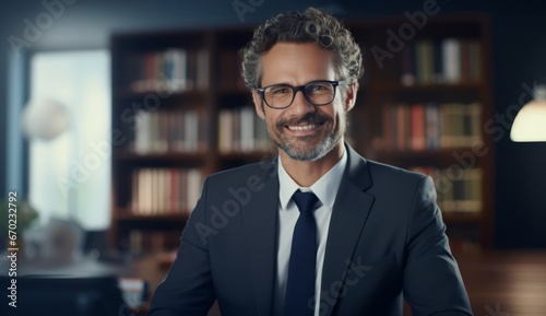 The portrait of handsome and confident lawyer and business person