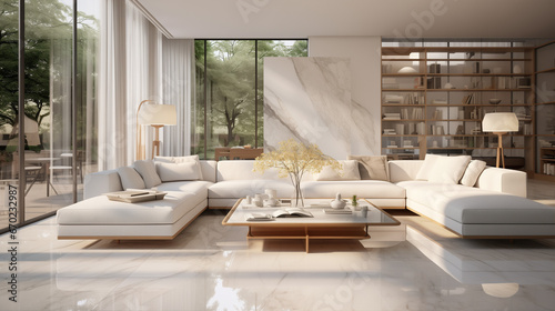 Salon moderne, meuble noble, marbre, architecte photo