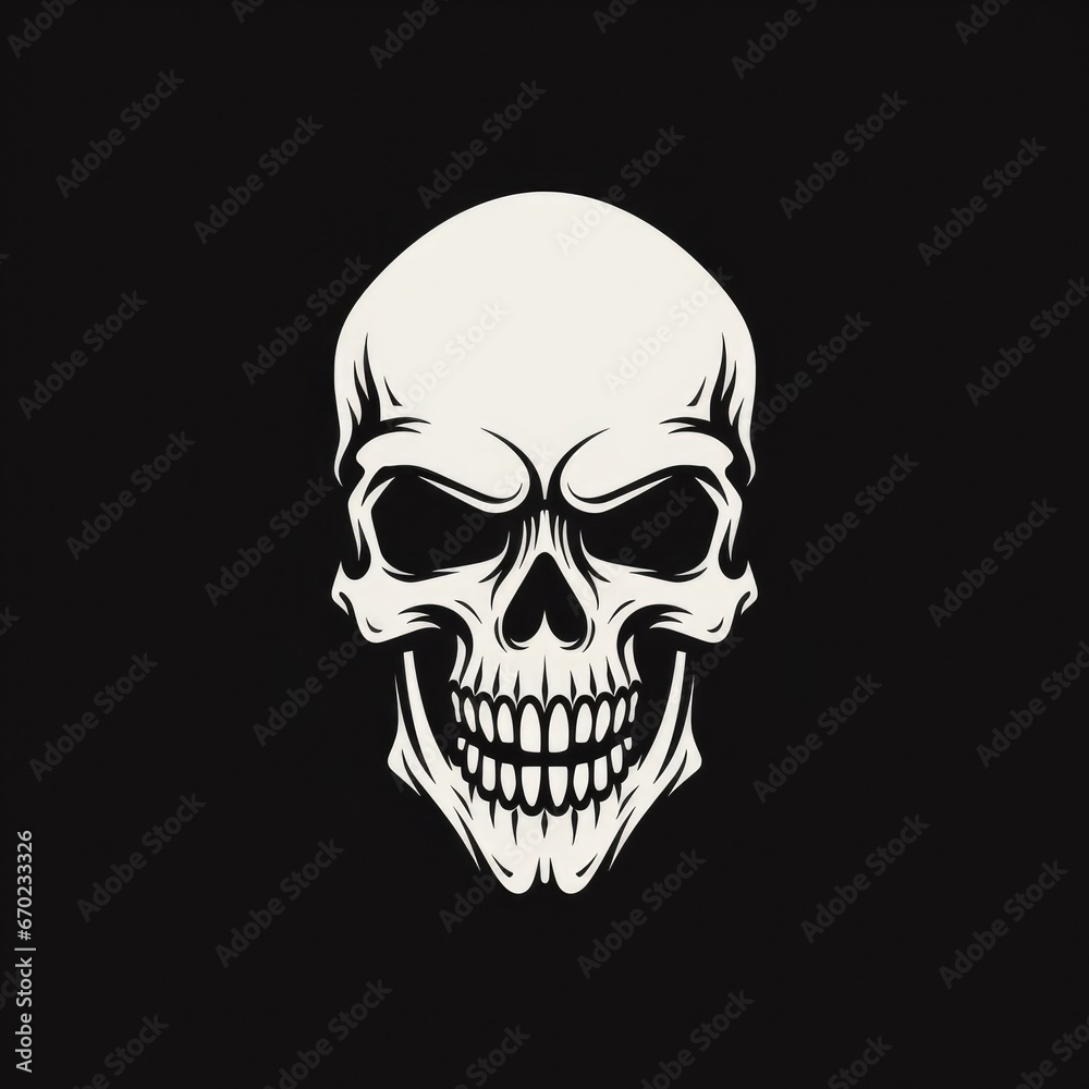 Skull icon, logo design in minimalist style. Skull on an isolated white background. For web design and interface icons button and logo