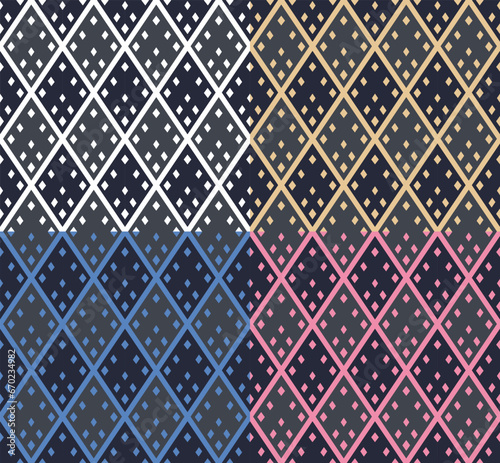 Ornamental geometric grid seamless pattern. Abstract modern rhomb festive design. Transparent background. Vector