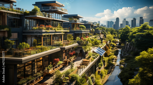 Urban Landscape Showcasing Sustainable and Green Initiatives