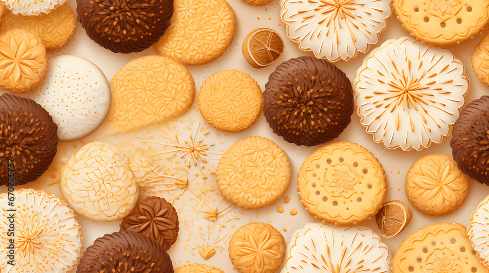 Seamless pattern of assorted cookies texture Seamless pattern of assorted cookies texture